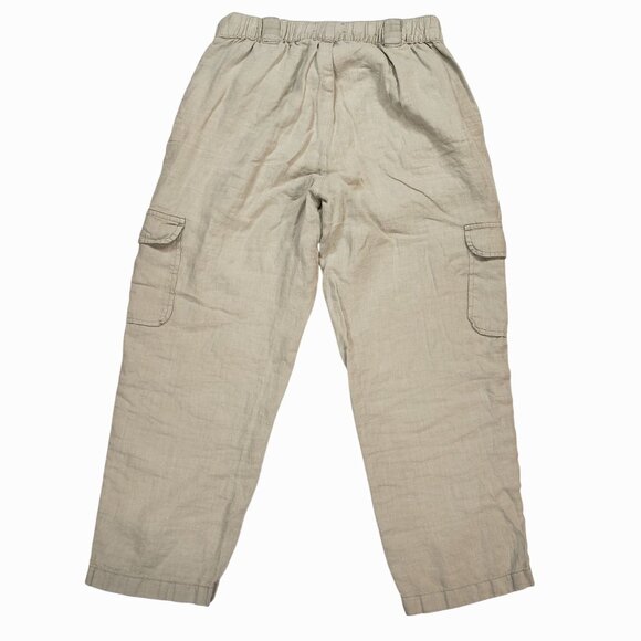 Rachel Roy Linen Cargo Pants Small Lagenlook Cropped Capri Women's Beige - Picture 2 of 8